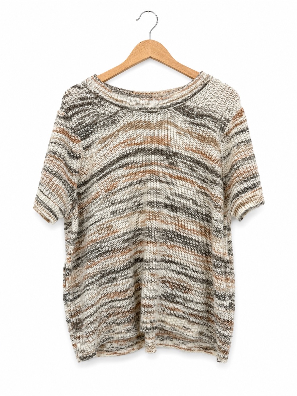 Lane Bryant 22/24 Space Dye Short Sleeve Knit Sweater Neutral Plus Size